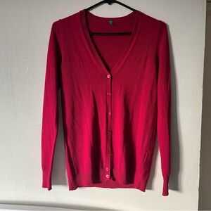 United Colors of Benetton Red Button-Up Women's Cardigan